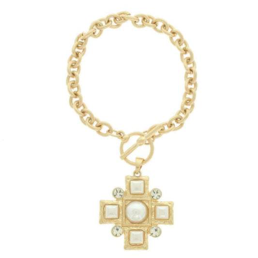 Cross Charm Toggle Chain Bracelet - It's a Girly Place
