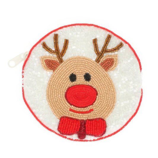 Holiday Theme Seed Beaded Coin Bag - It's a Girly Place