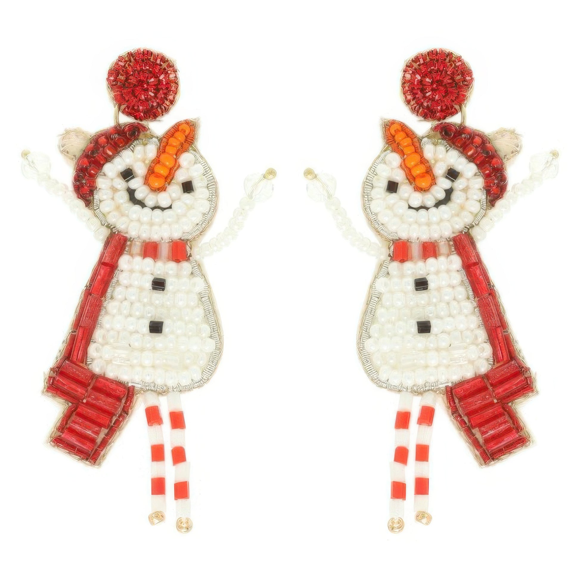 Christmas Scarfed Snowman Post Earrings - It's a Girly Place