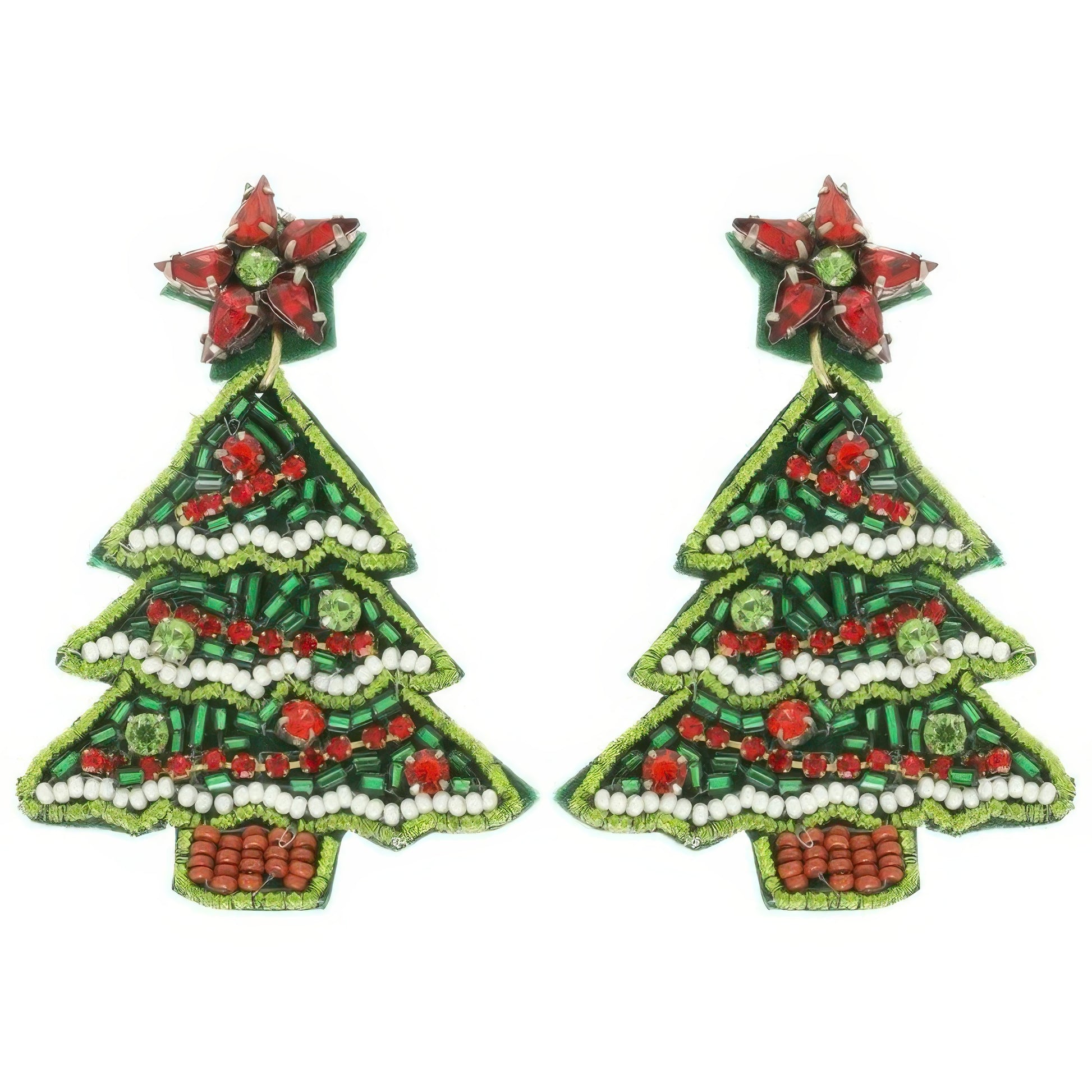 Christmas Tree Seed Beaded Post Earrings - It's a Girly Place
