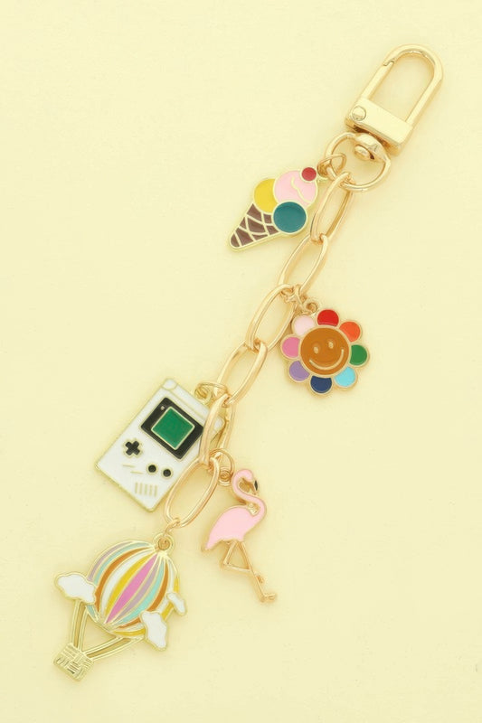 90's Nostalgia Theme Bag Charm Keychain - It's a Girly Place