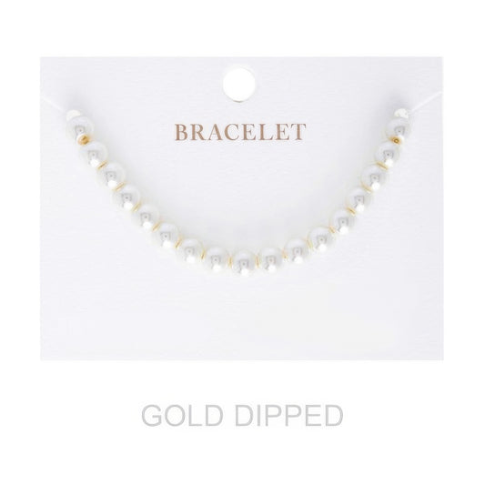 6mm Women's Gold Dipped Pearl Strand Bracelet - It's a Girly Place