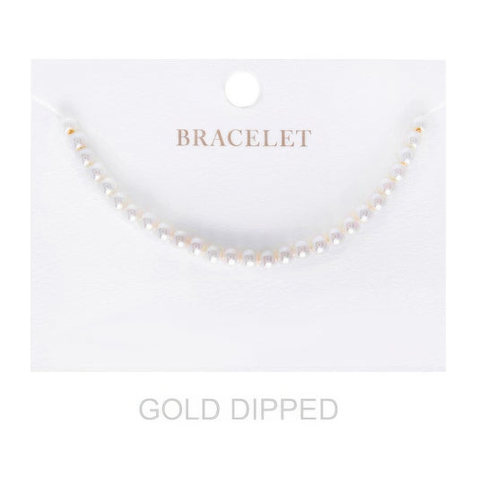 4mm Women's Gold Dipped Pearl Strand Bracelet - It's a Girly Place