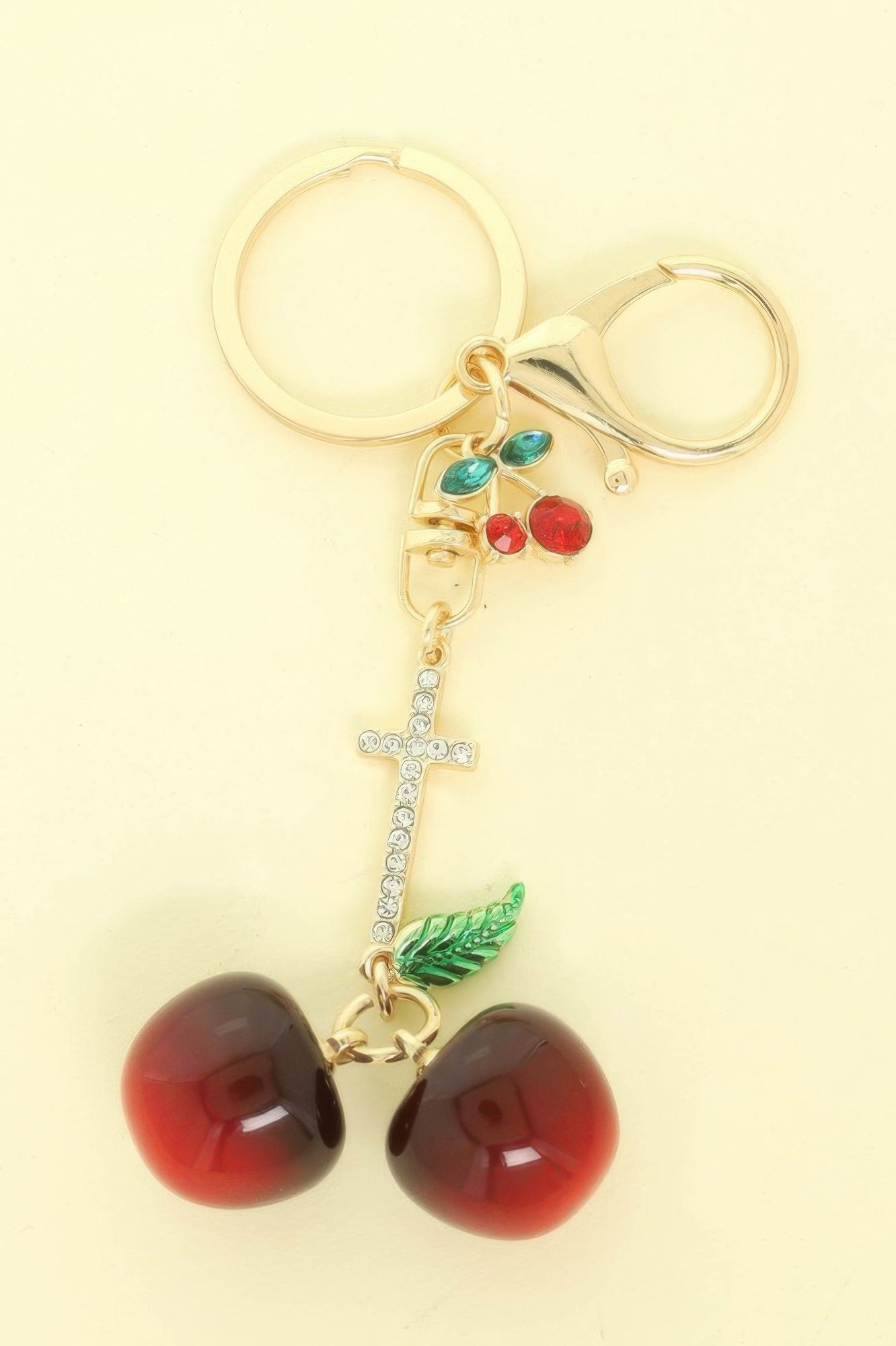 Red Cherry Charm Keychain - It's a Girly Place