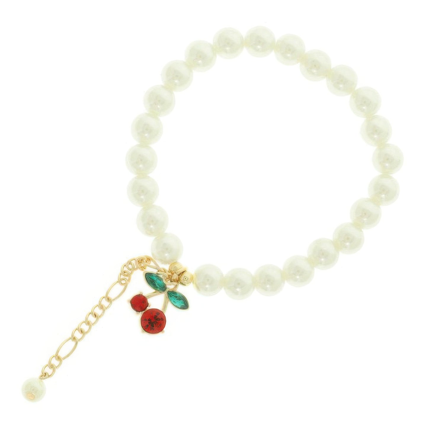 Jeweled Red Cherry Charm Bracelet - It's a Girly Place