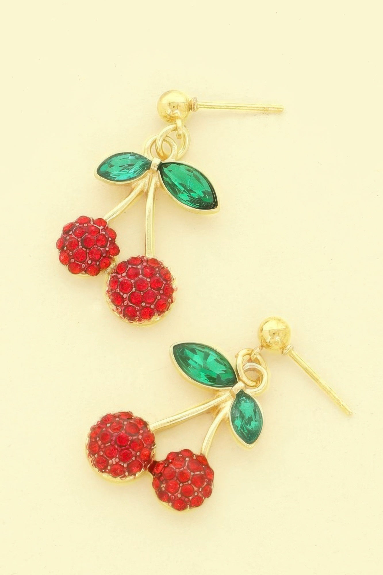 Jeweled Red Cherry Post Earrings - It's a Girly Place