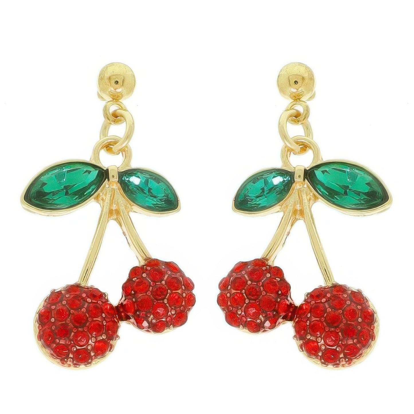 Jeweled Red Cherry Post Earrings - It's a Girly Place
