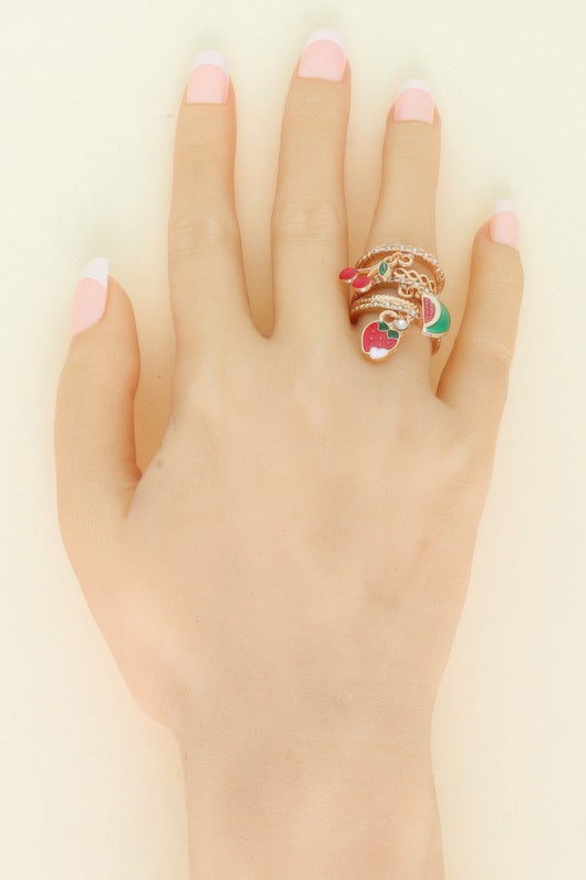 5pc Fruit Enamel Stackable Ring Set - It's a Girly Place