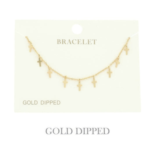 Gold Plated Cross Charm Bracelet - It's a Girly Place