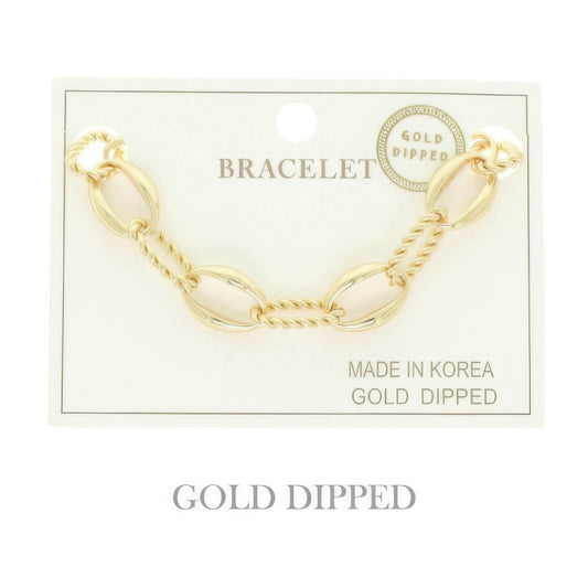 Gold Plated Textured Chain Bracelet - It's a Girly Place