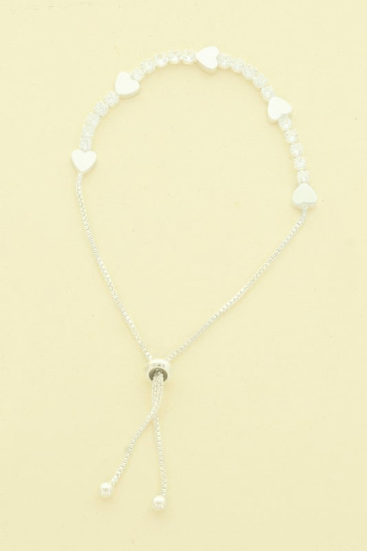 Cz Alternating Heart Bolo Bracelet - It's a Girly Place