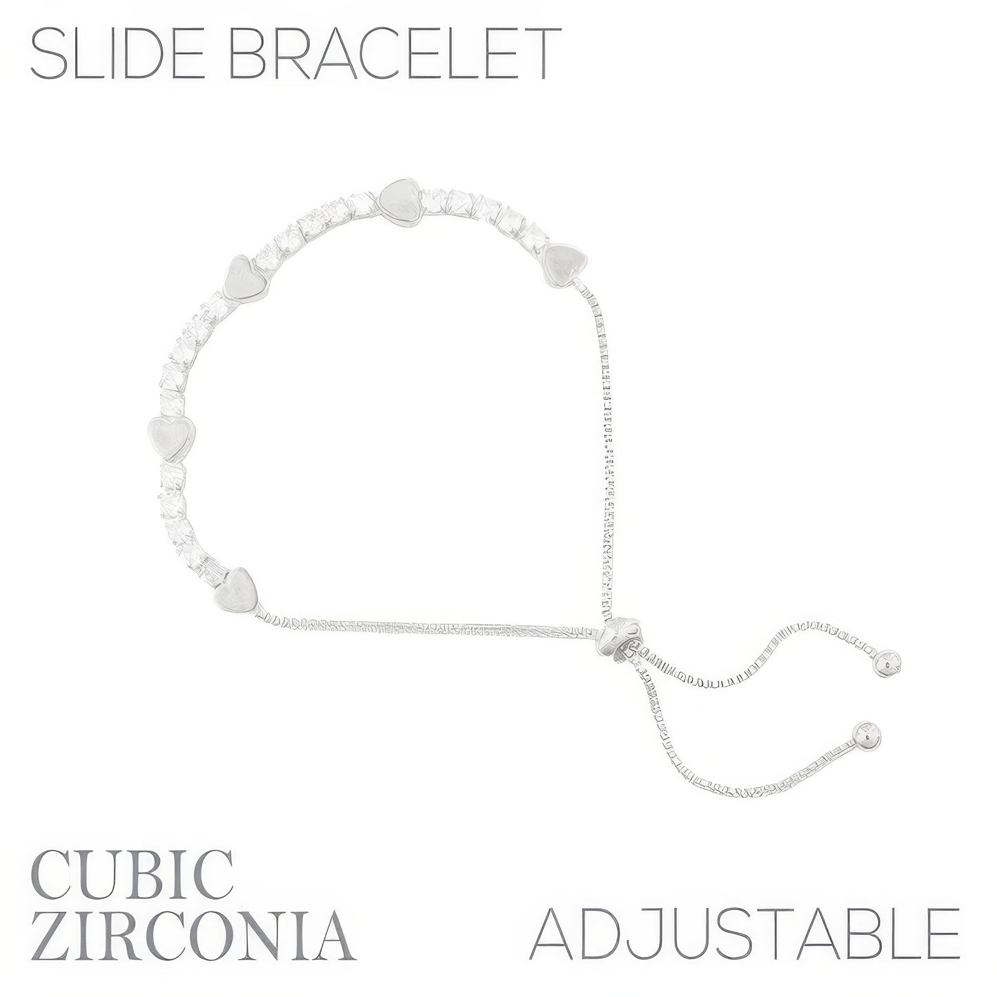 Cz Alternating Heart Bolo Bracelet - It's a Girly Place