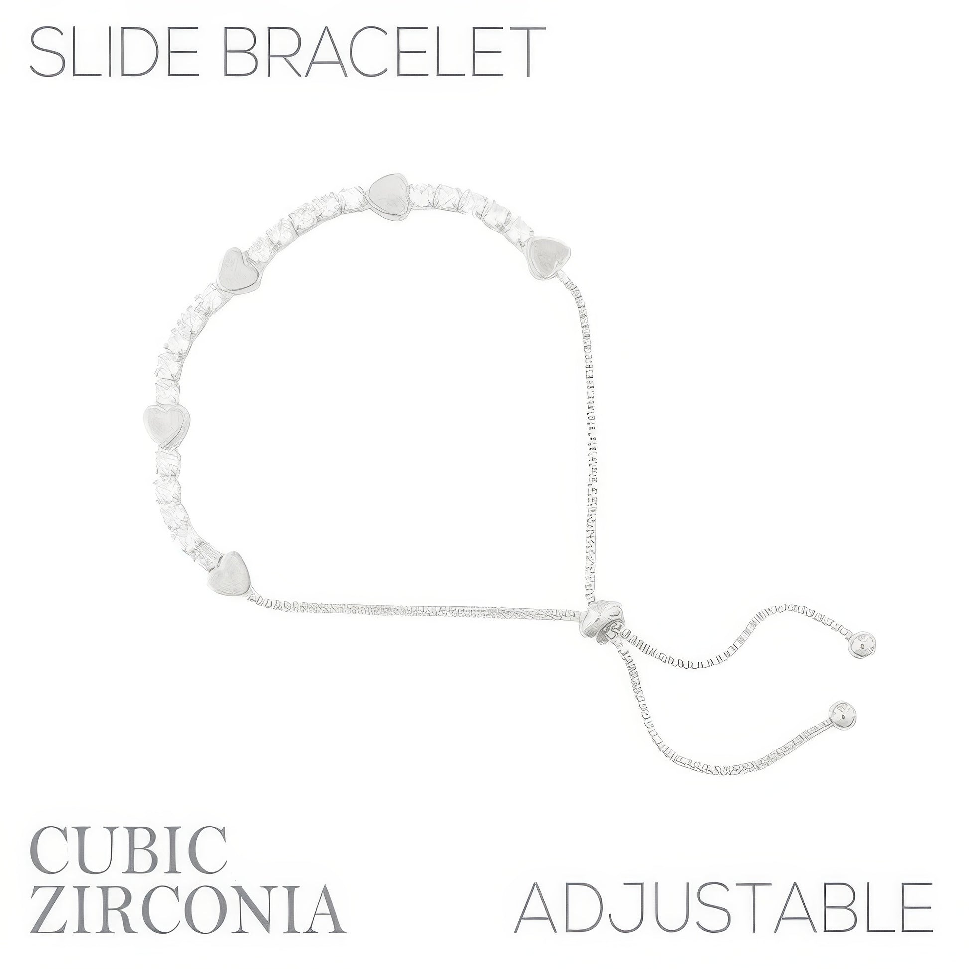 Cz Alternating Heart Bolo Bracelet - It's a Girly Place
