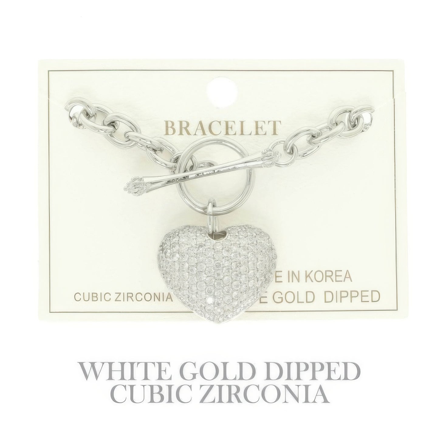Gold Plated Cz Heart Charm Bracelet - It's a Girly Place