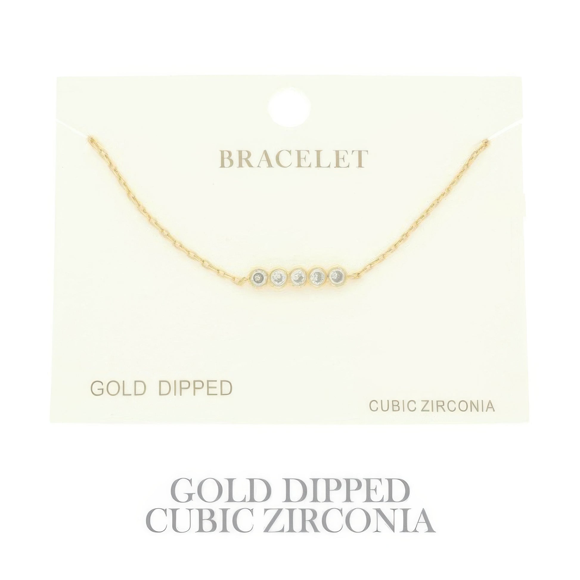 Gold Plated Cz Bar Chain Bracelet - It's a Girly Place