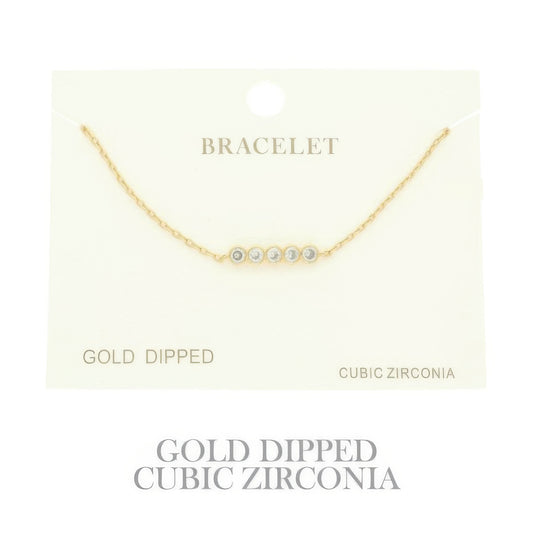 Gold Plated Cz Bar Chain Bracelet - It's a Girly Place