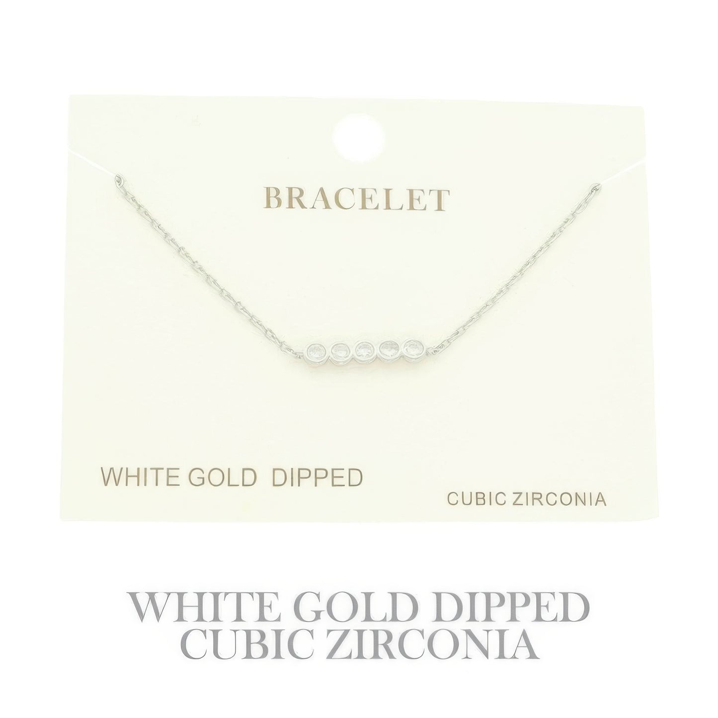 Gold Plated Cz Bar Chain Bracelet - It's a Girly Place