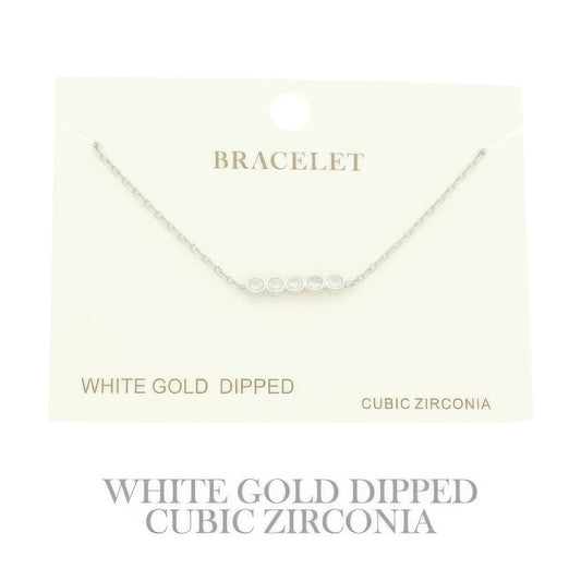 Gold Plated Cz Bar Chain Bracelet - It's a Girly Place