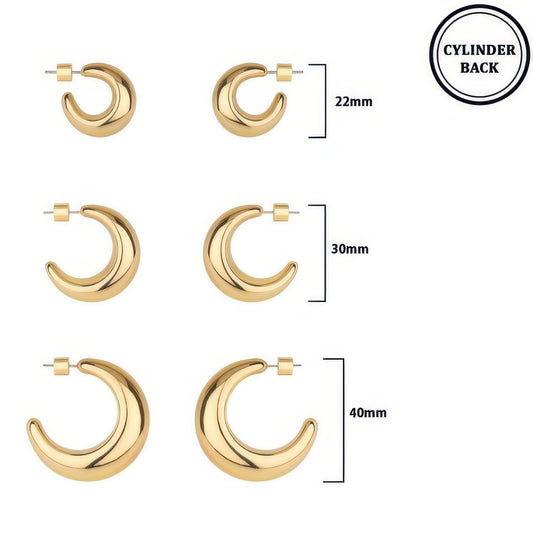 3 Pair Crescent Hoop Earring Set - It's a Girly Place