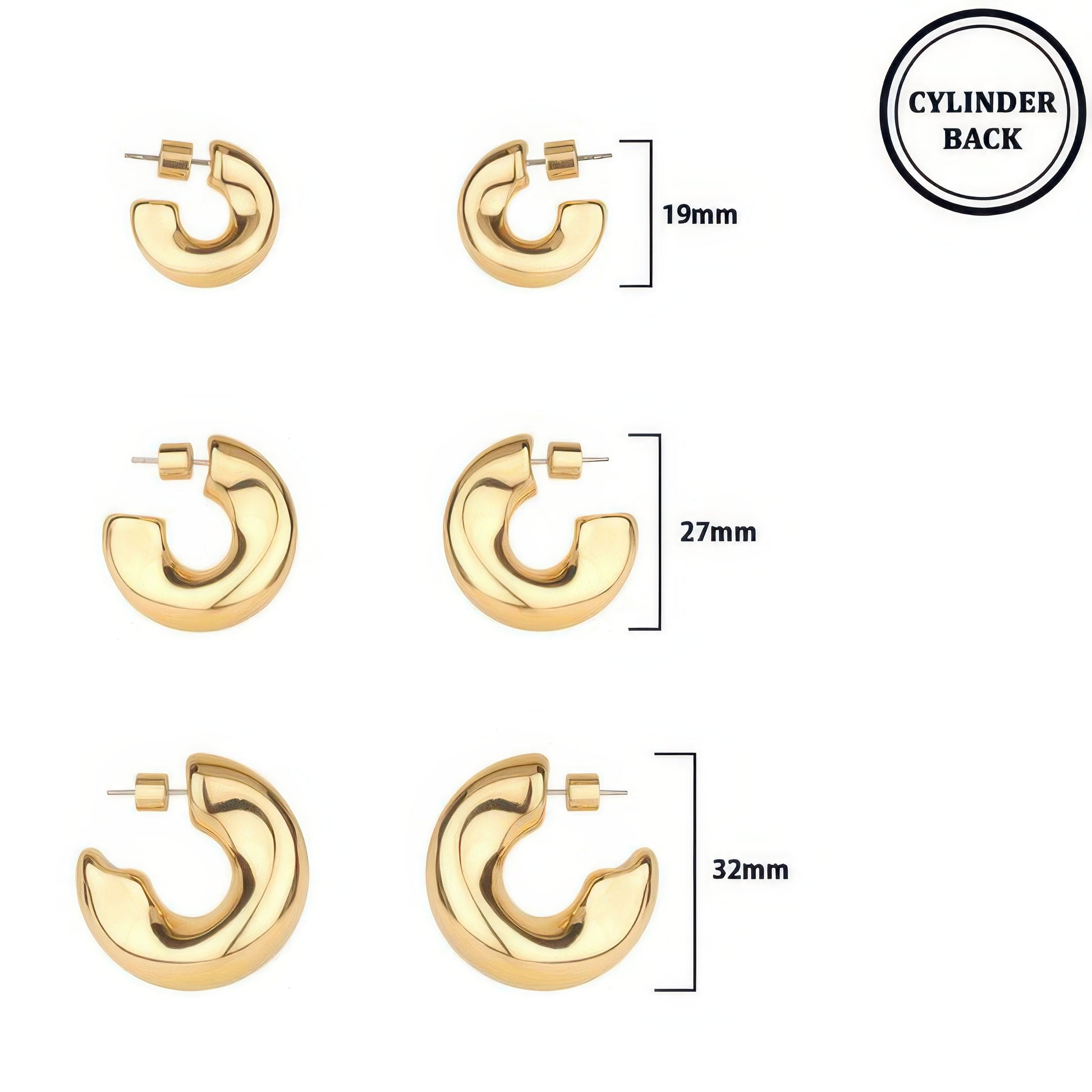 3 Pair Elbow Hoop Earring Set - It's a Girly Place