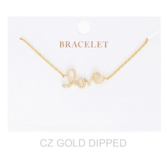 Women's Gold Dipped Cz Love Bracelet - It's a Girly Place