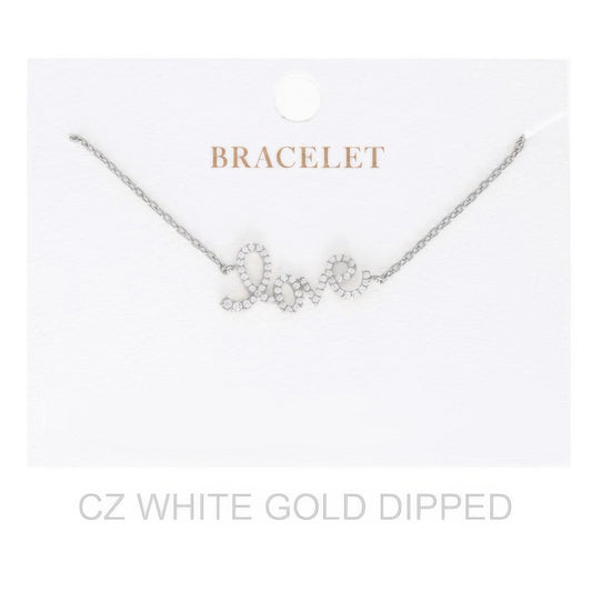 Women's Gold Dipped Cz Love Bracelet - It's a Girly Place