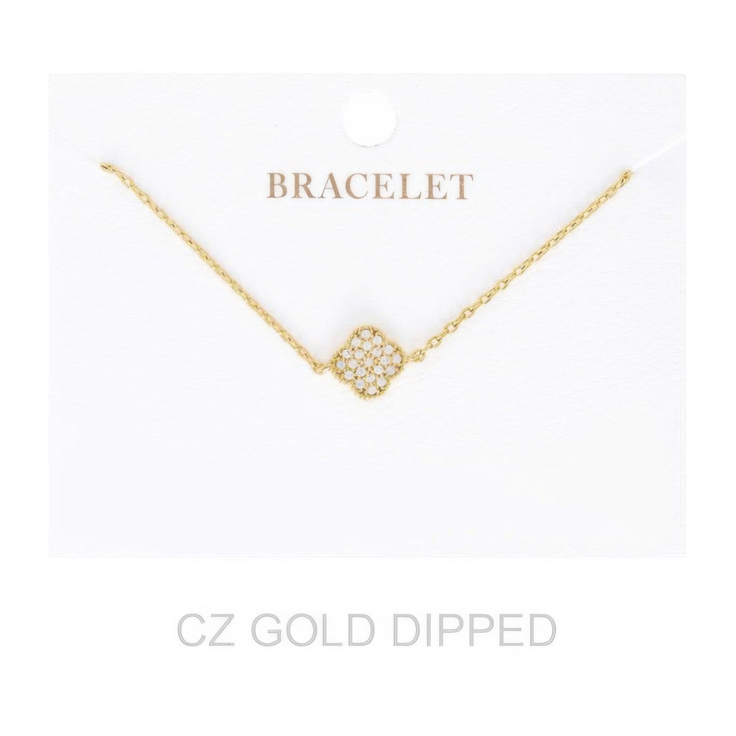 Women's Gold Dipped Cz Quatrefoil Bracelet - It's a Girly Place