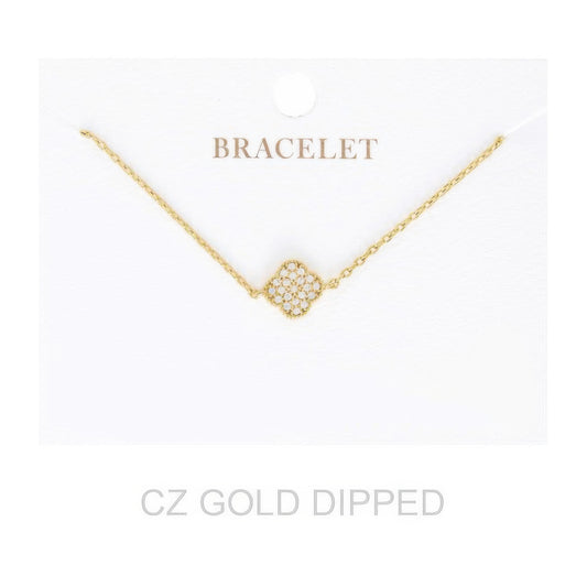 Women's Gold Dipped Cz Quatrefoil Bracelet - It's a Girly Place