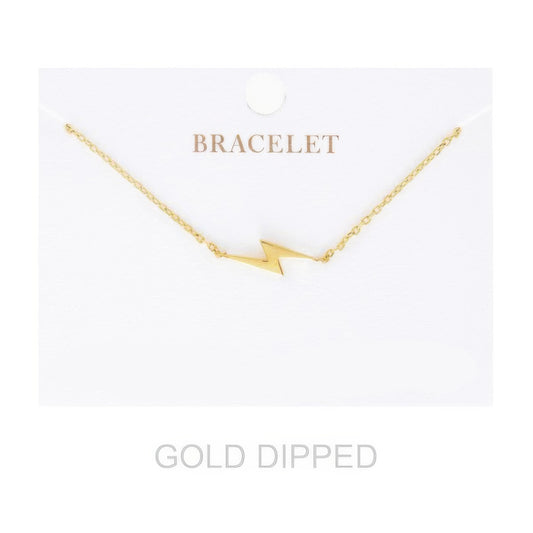 Women's Gold Dipped Lightning Bolt Chain Bracelet - It's a Girly Place