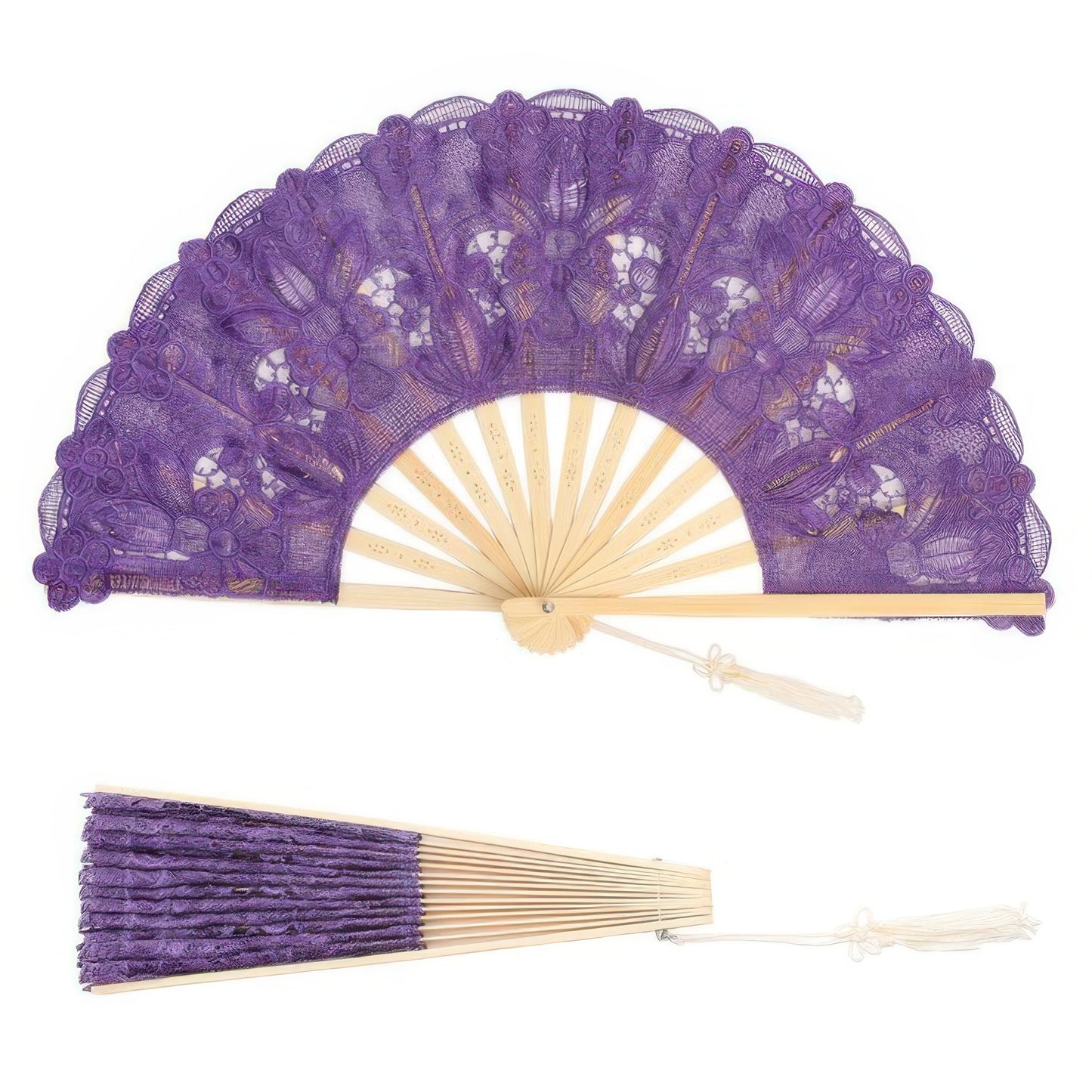 Spanish Victorian Floral Chantilly Lace Fan - It's a Girly Place