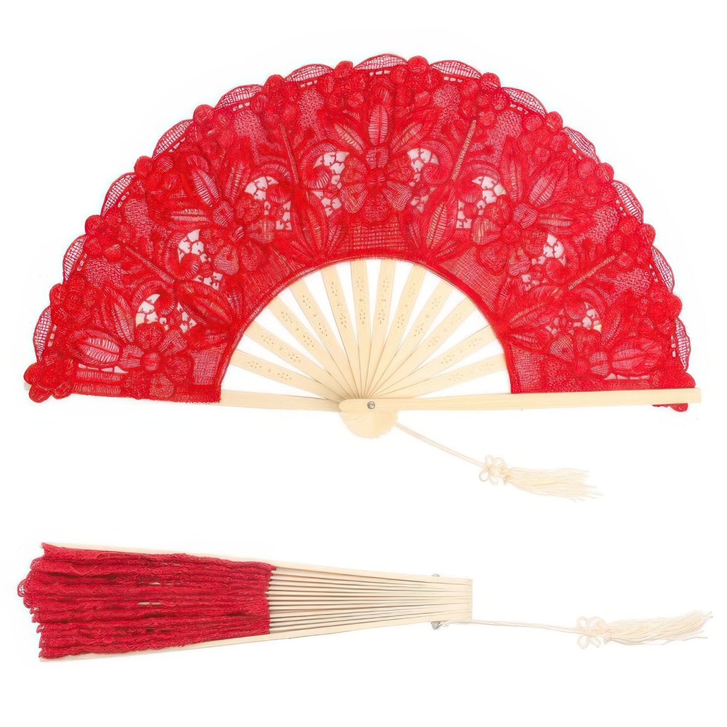 Spanish Victorian Floral Chantilly Lace Fan - It's a Girly Place
