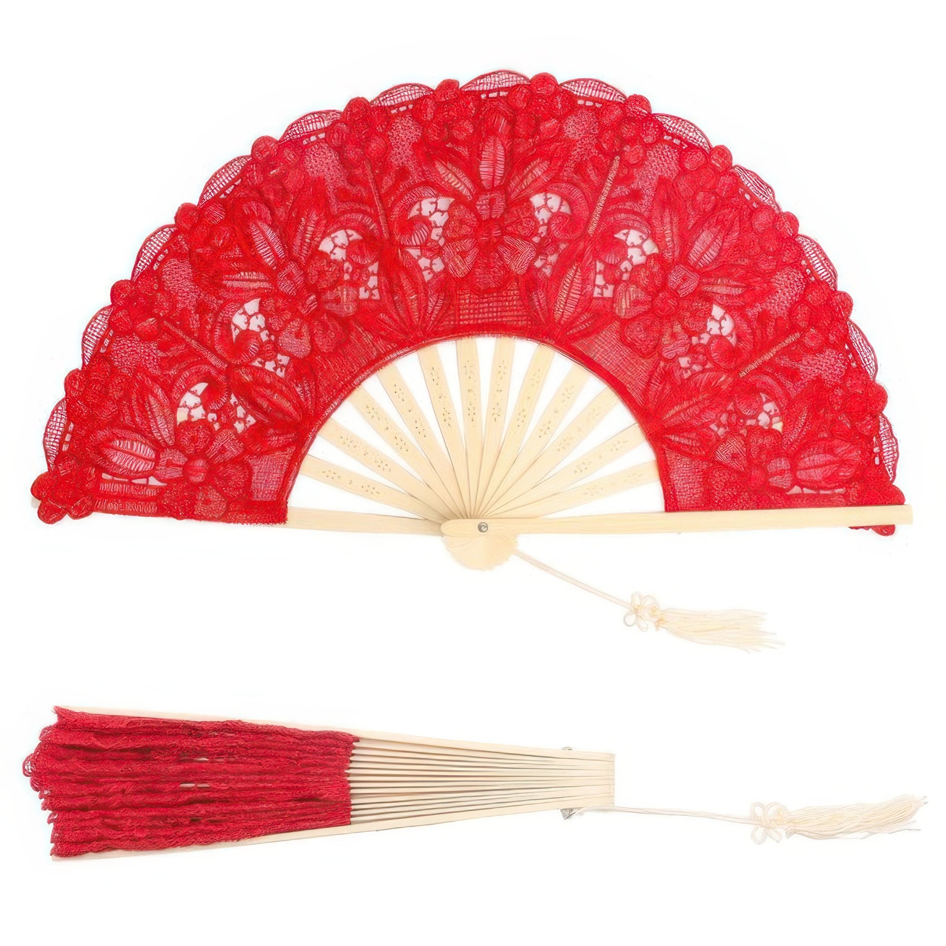 Spanish Victorian Floral Chantilly Lace Fan - It's a Girly Place