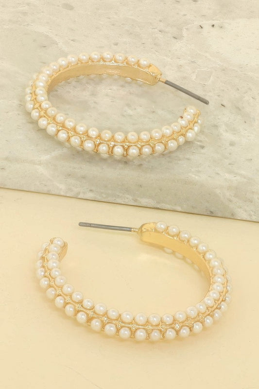 Pearl Caviar Hoop Earrings - It's a Girly Place
