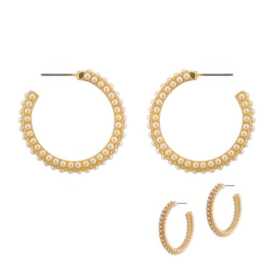 Pearl Caviar Hoop Earrings - It's a Girly Place