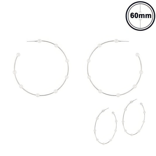 White Pearl Hoop Earrings - It's a Girly Place