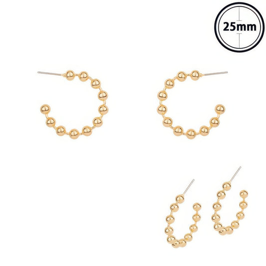 Ball Beaded Hoop Post Earrings - It's a Girly Place