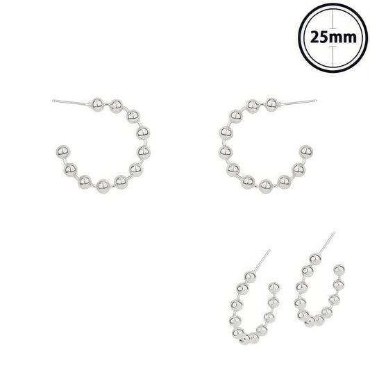 Ball Beaded Hoop Post Earrings - It's a Girly Place
