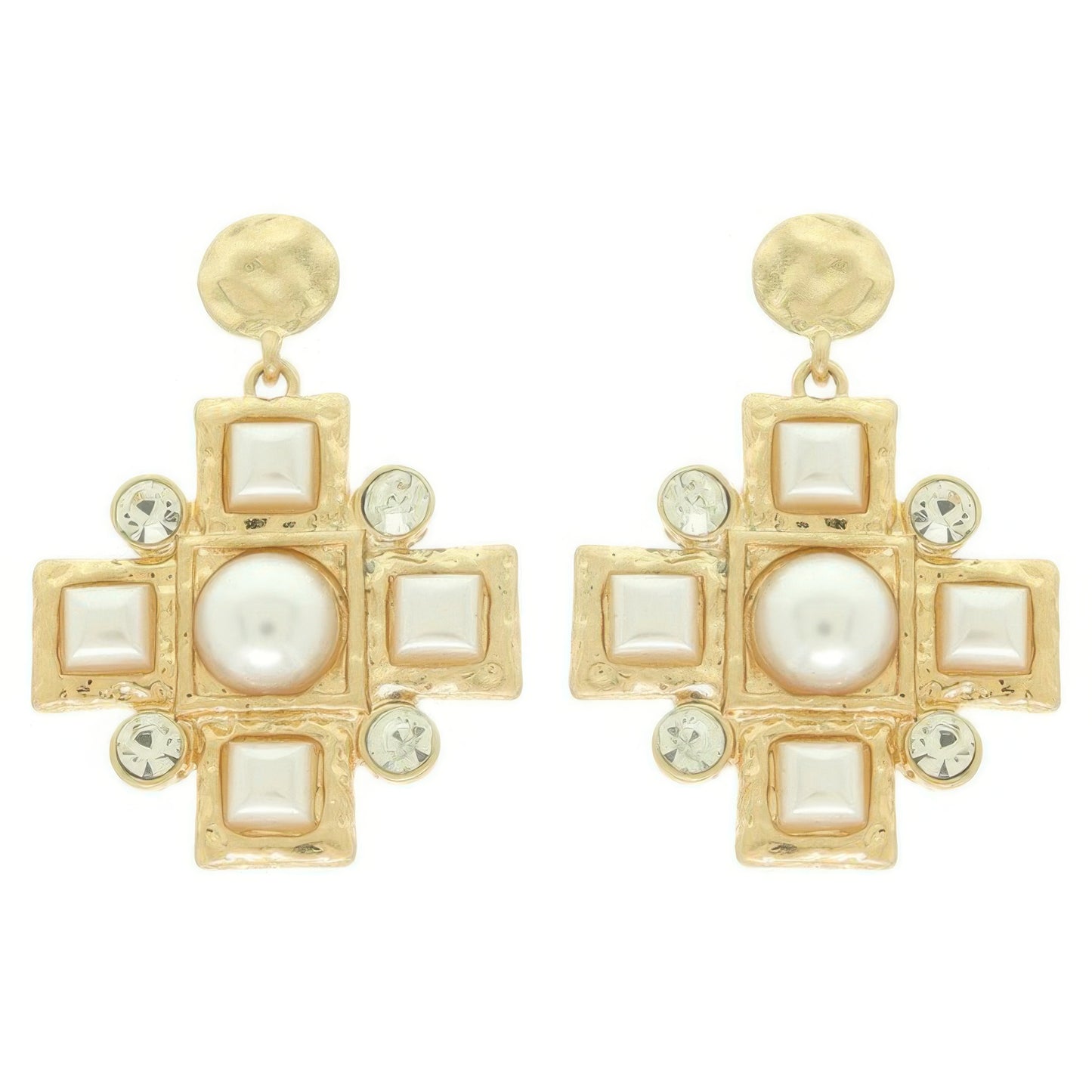 Sqaure Jeweled Cross Earrings - It's a Girly Place