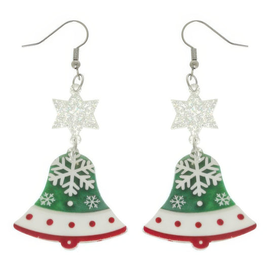 Christmas Bell Acrylic Dangle Earrings - It's a Girly Place