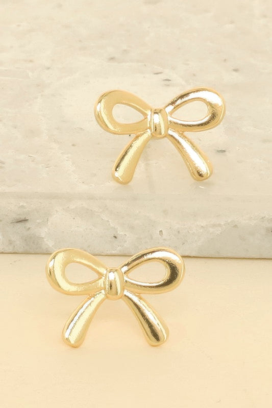 Short Tail Bow Ribbon Post Earrings - It's a Girly Place