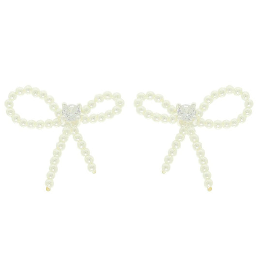 Jeweled Long Tail Bow Ribbon Earrings - It's a Girly Place