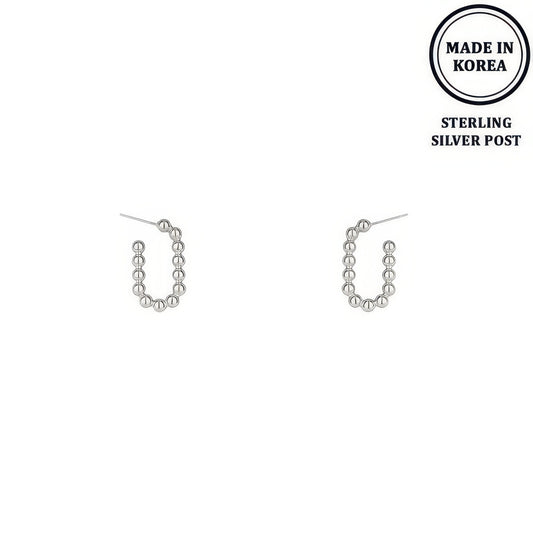 Ball Beaded Hoop Post Earrings - It's a Girly Place