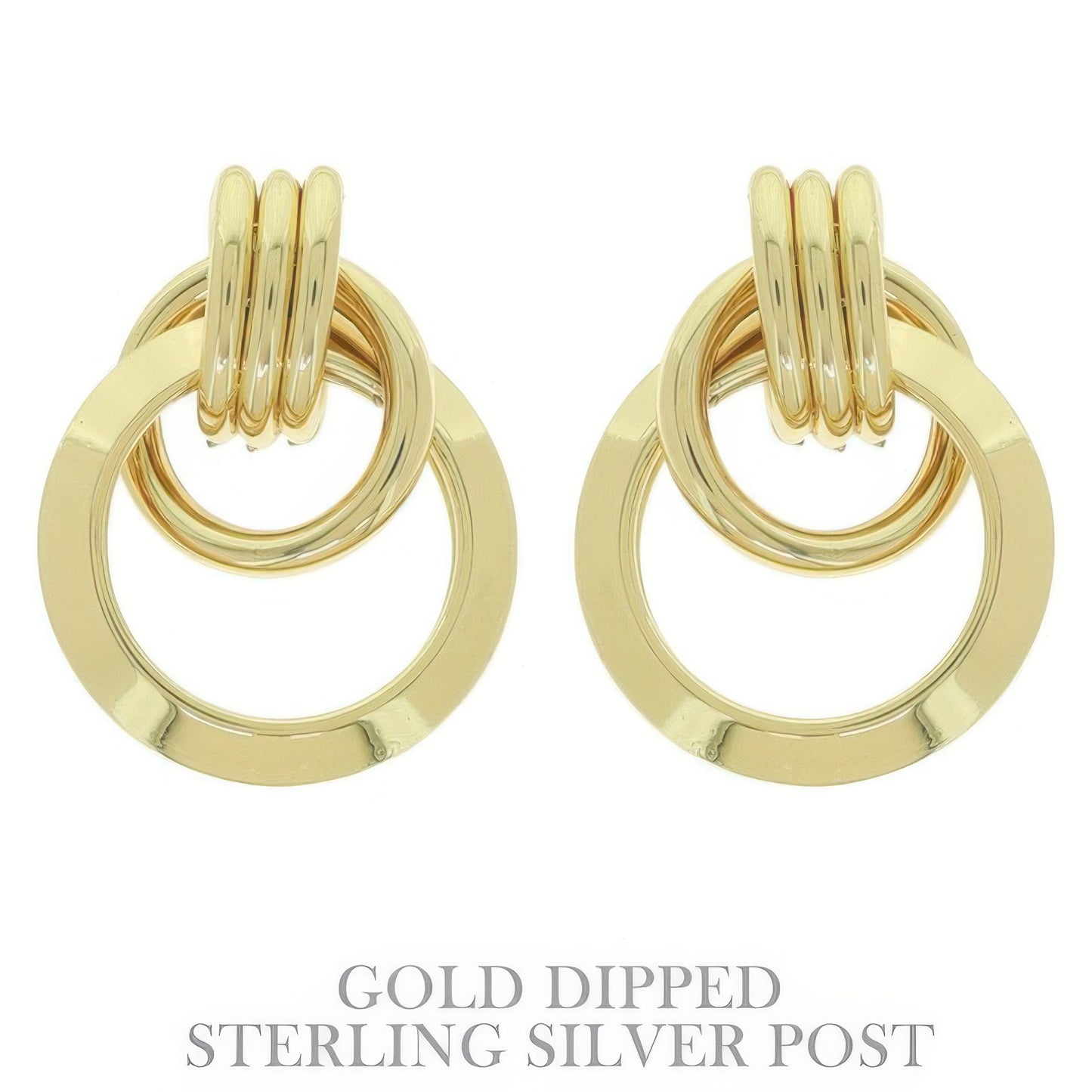 Flash-plated Stacked Doorknocker Earrings - It's a Girly Place