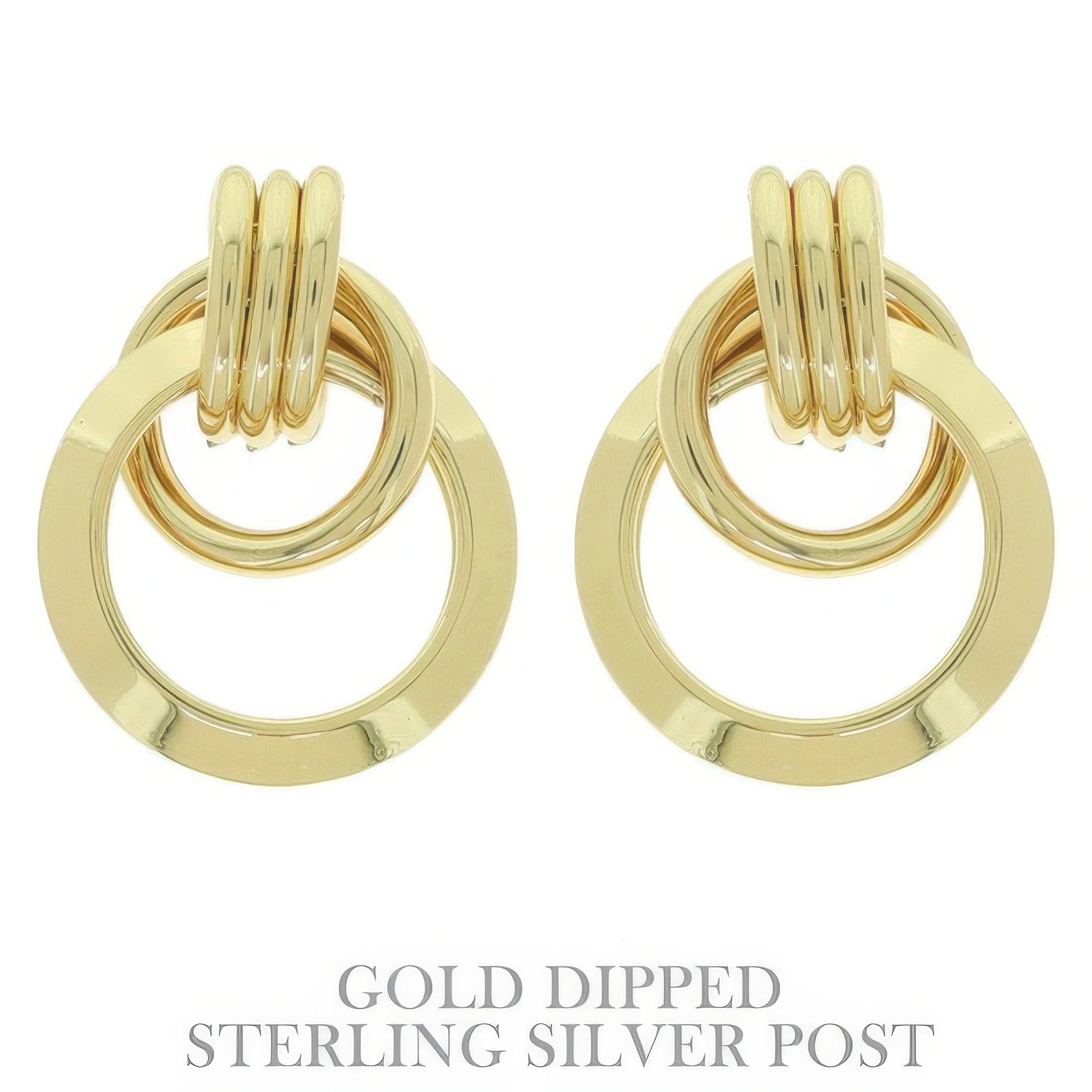Flash-plated Stacked Doorknocker Earrings - It's a Girly Place