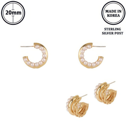 Flash-plated Pearl Hoop Earrings - It's a Girly Place