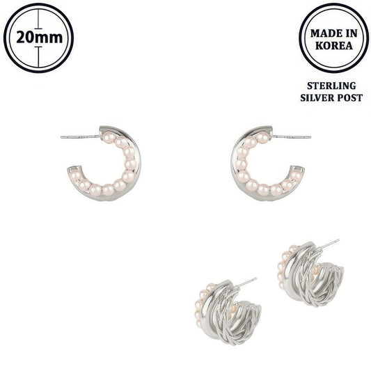 Flash-plated Pearl Hoop Earrings - It's a Girly Place