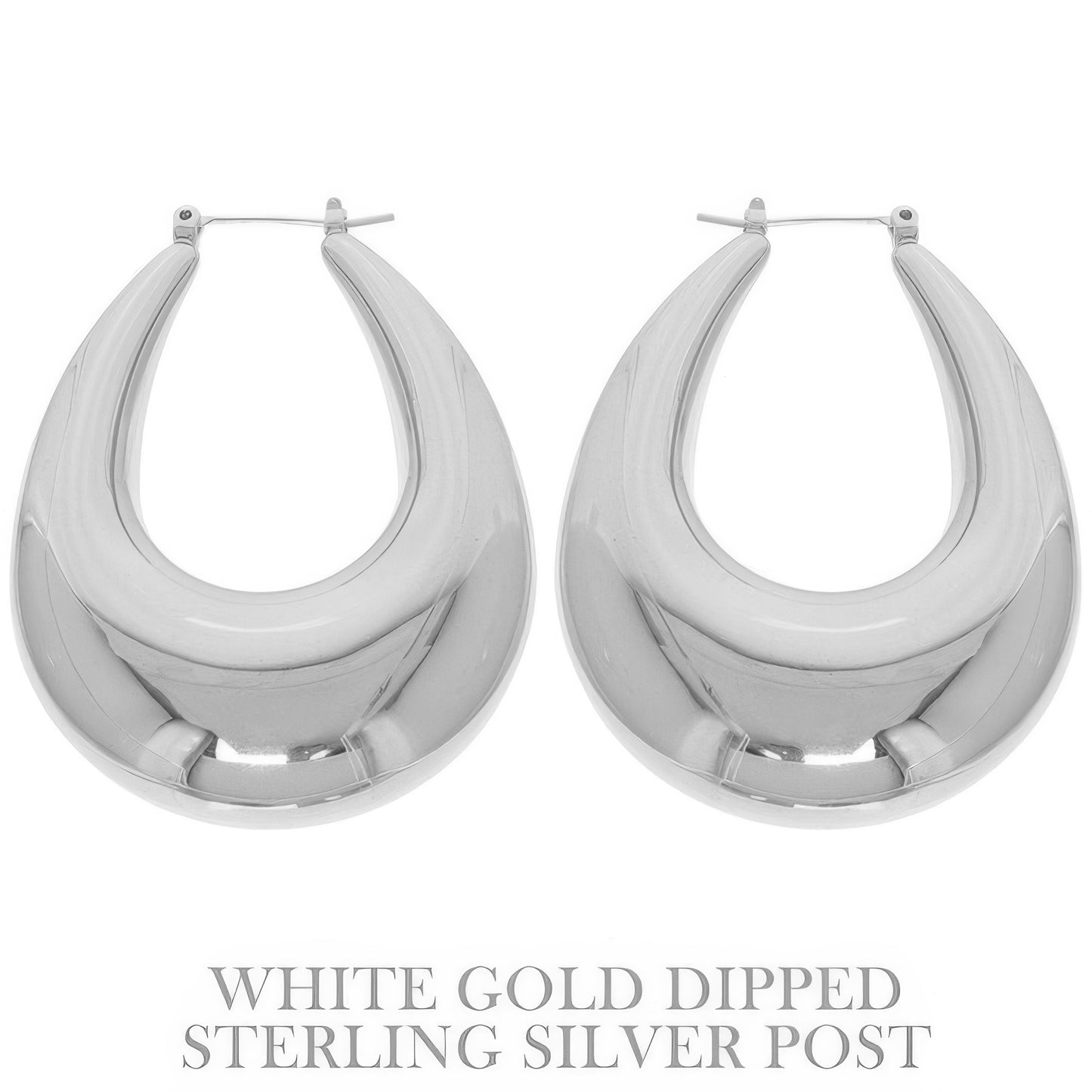 Flash-plated Chunky Oval Hoop Earrings - It's a Girly Place