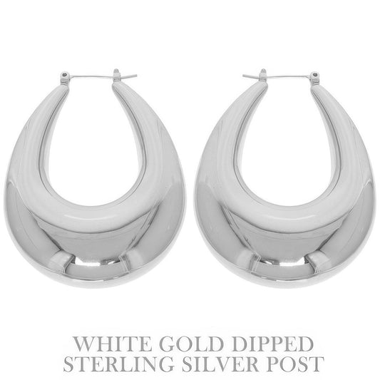 Flash-plated Chunky Oval Hoop Earrings - It's a Girly Place