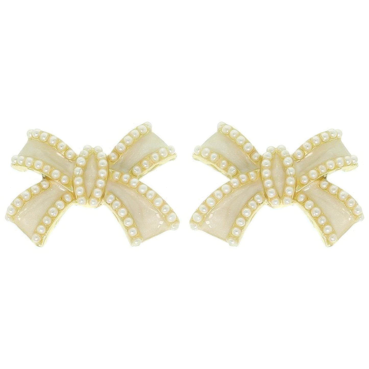 Jeweled Short Tail Bow Ribbon Earrings - It's a Girly Place