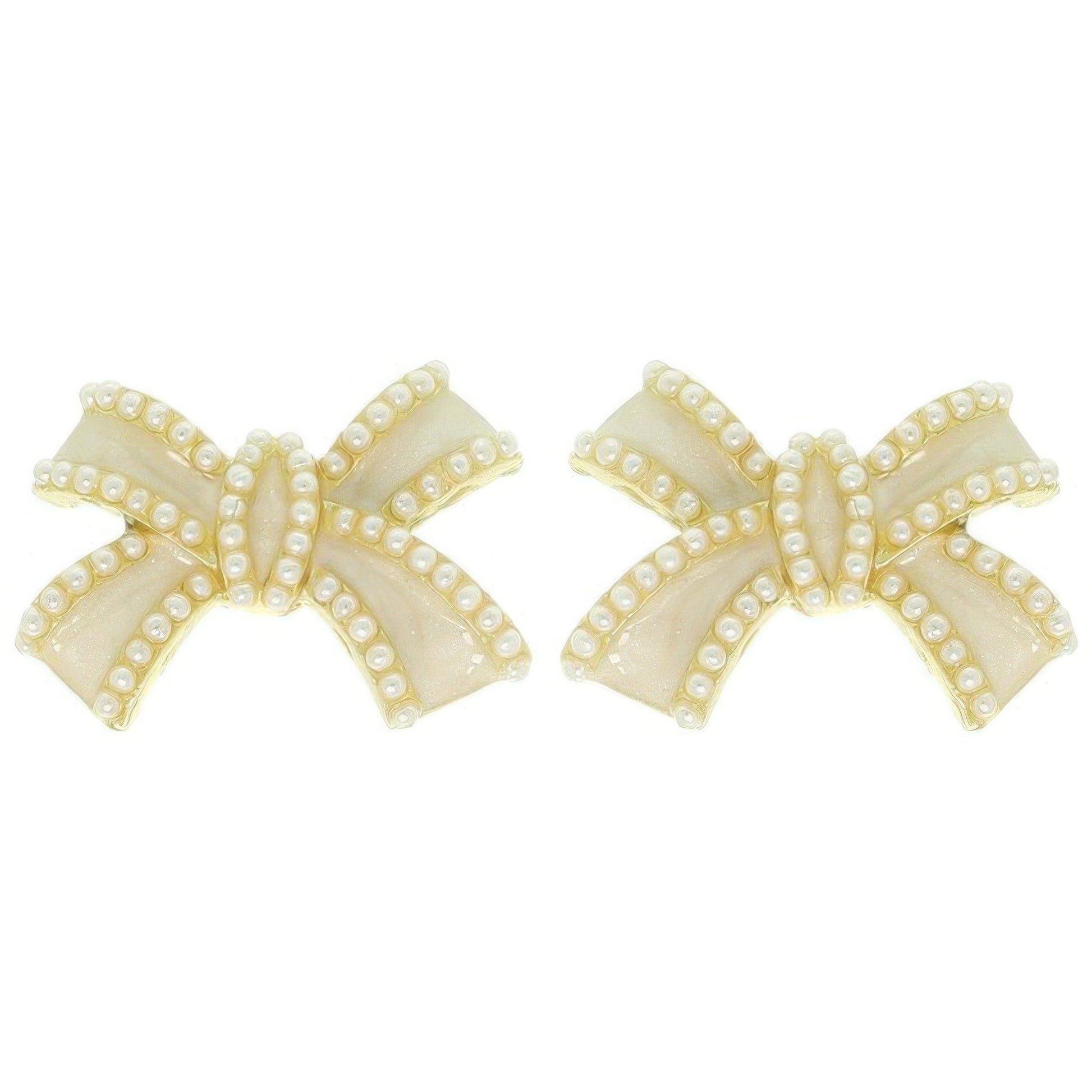 Jeweled Short Tail Bow Ribbon Earrings - It's a Girly Place